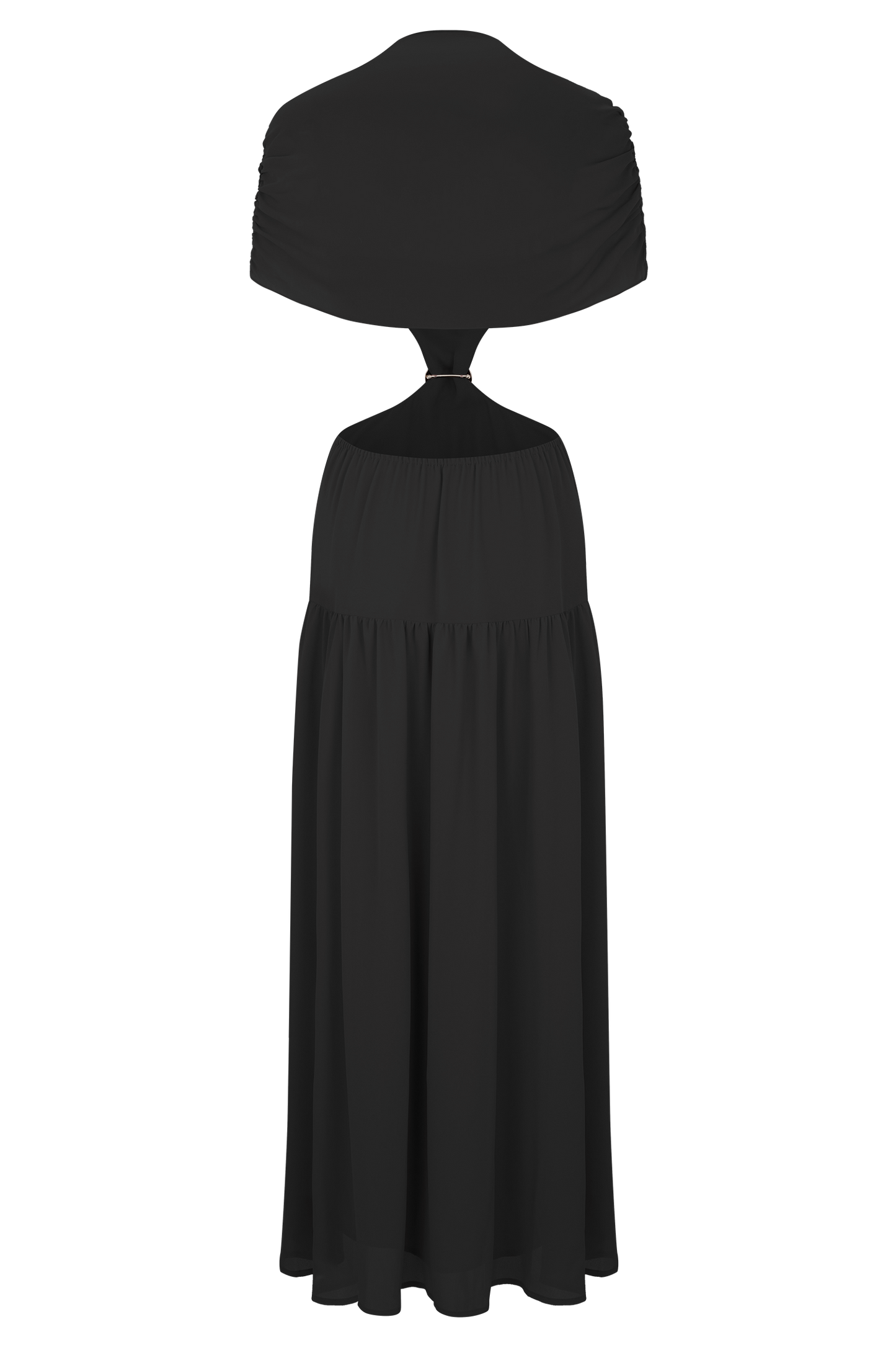 Robe midi en mousseline de soie Georgina - Noir