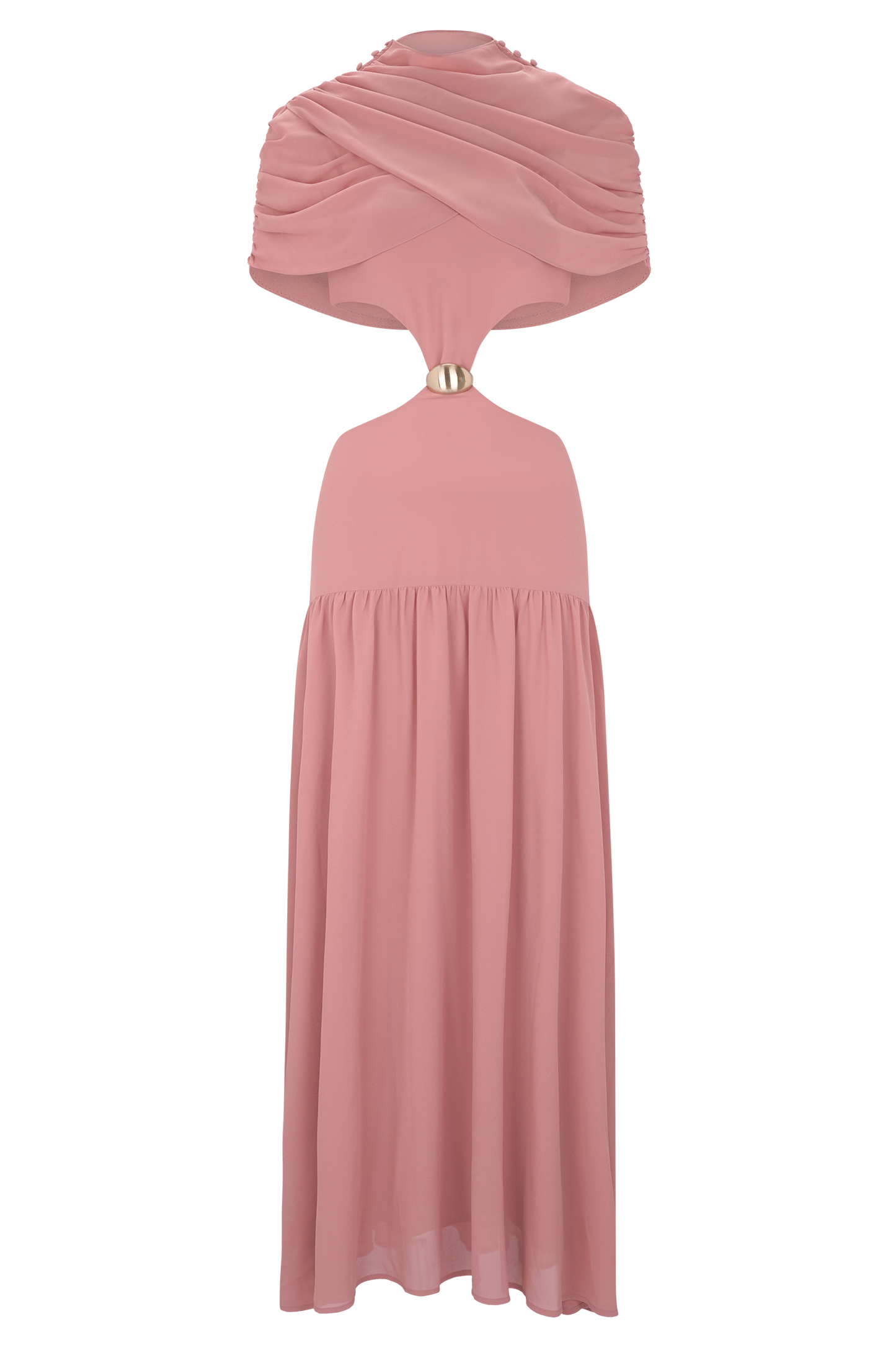Robe midi en mousseline de soie Georgina - Rose brûlé