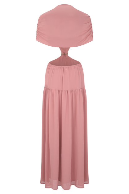 Robe midi en mousseline de soie Georgina - Rose brûlé