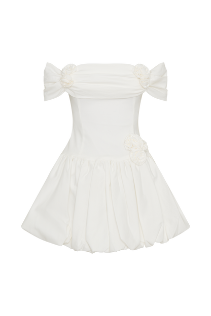 Mini-robe Giovanna à épaules dénudées - Blanche