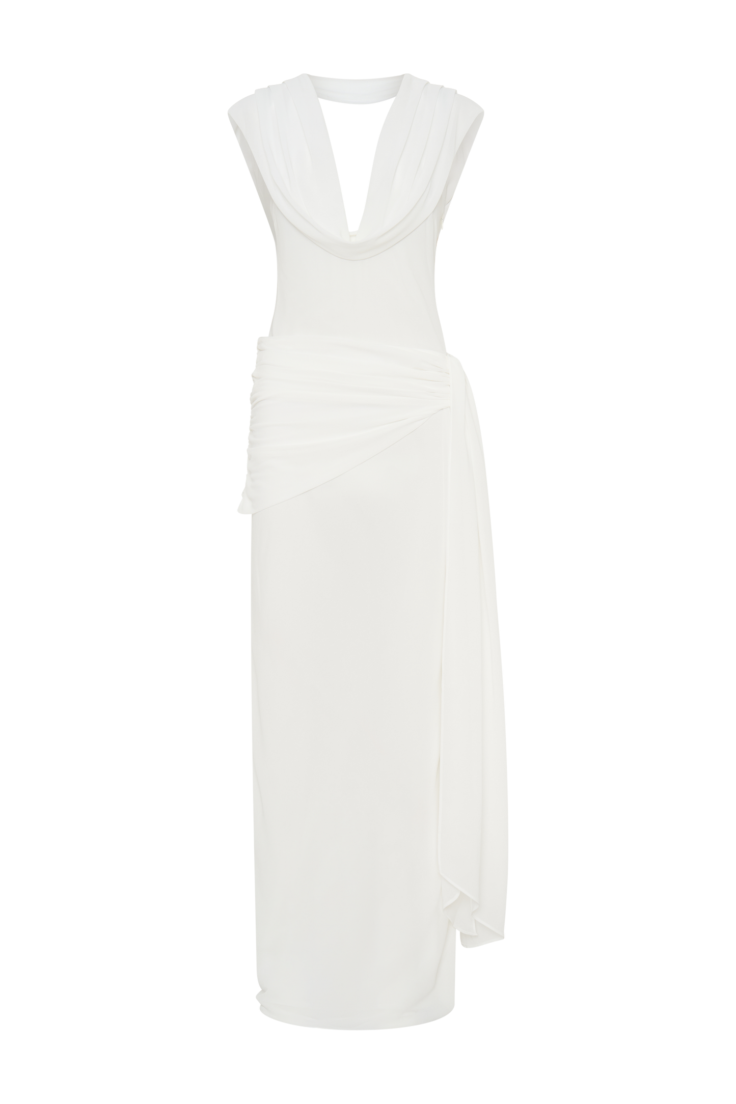 Robe Maxi Giulia en Chiffon à Drapé - Blanche