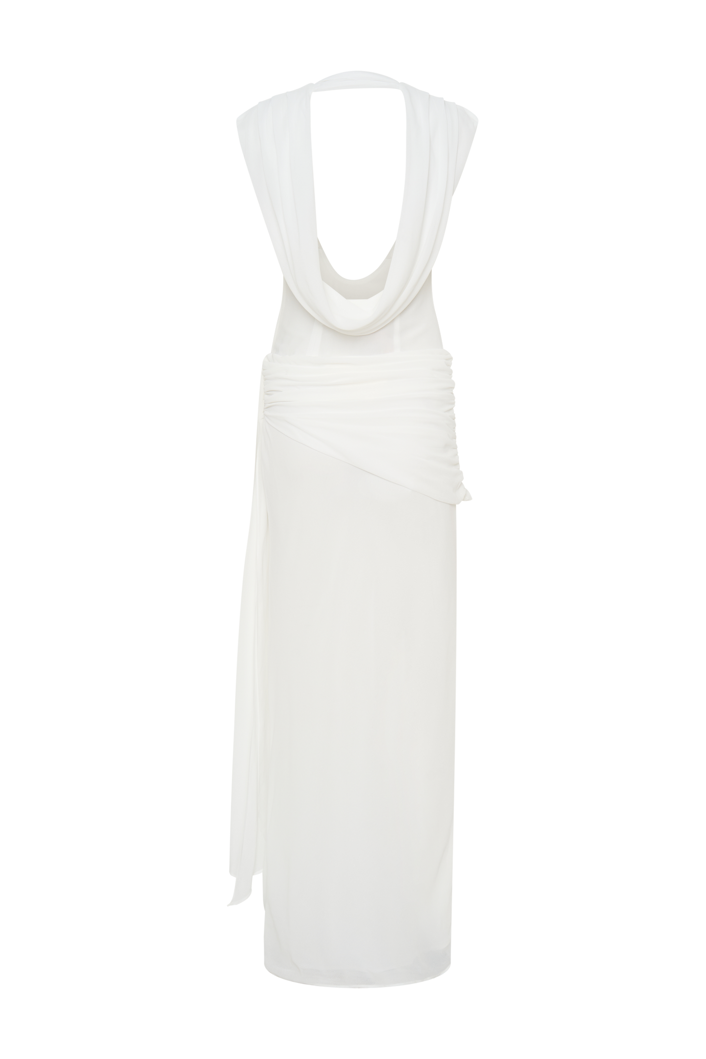 Robe Maxi Giulia en Chiffon à Drapé - Blanche