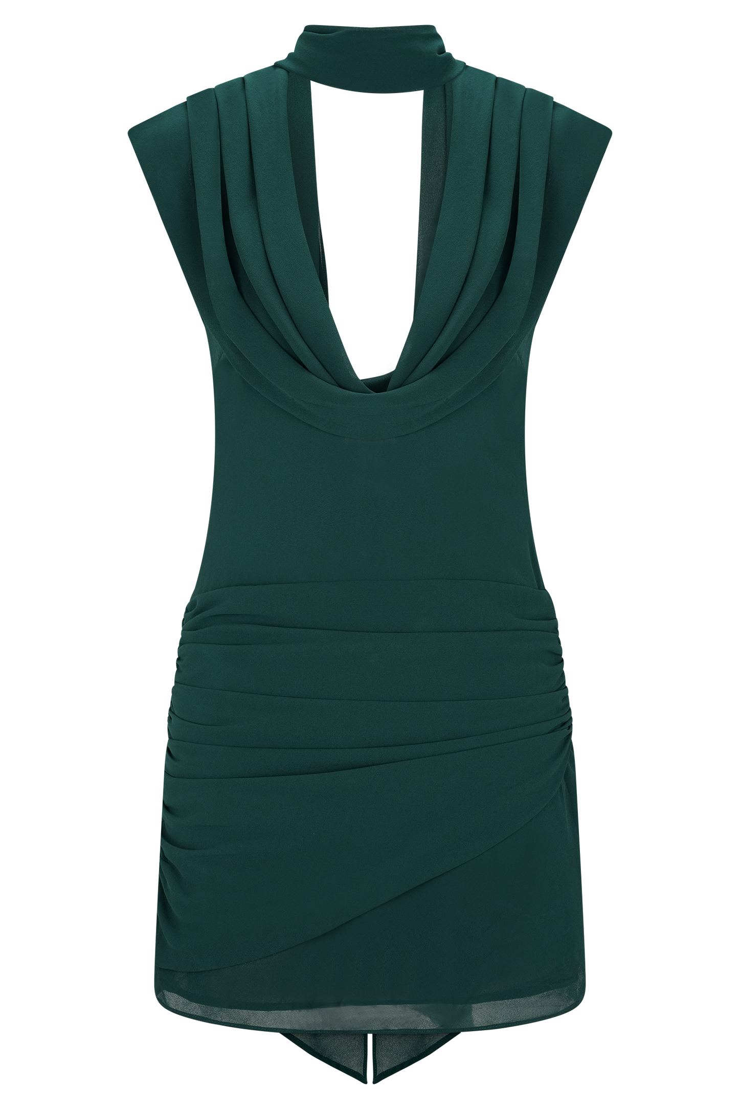 Mini-robe Giulia en mousseline de soie à drapé - Émeraude foncé