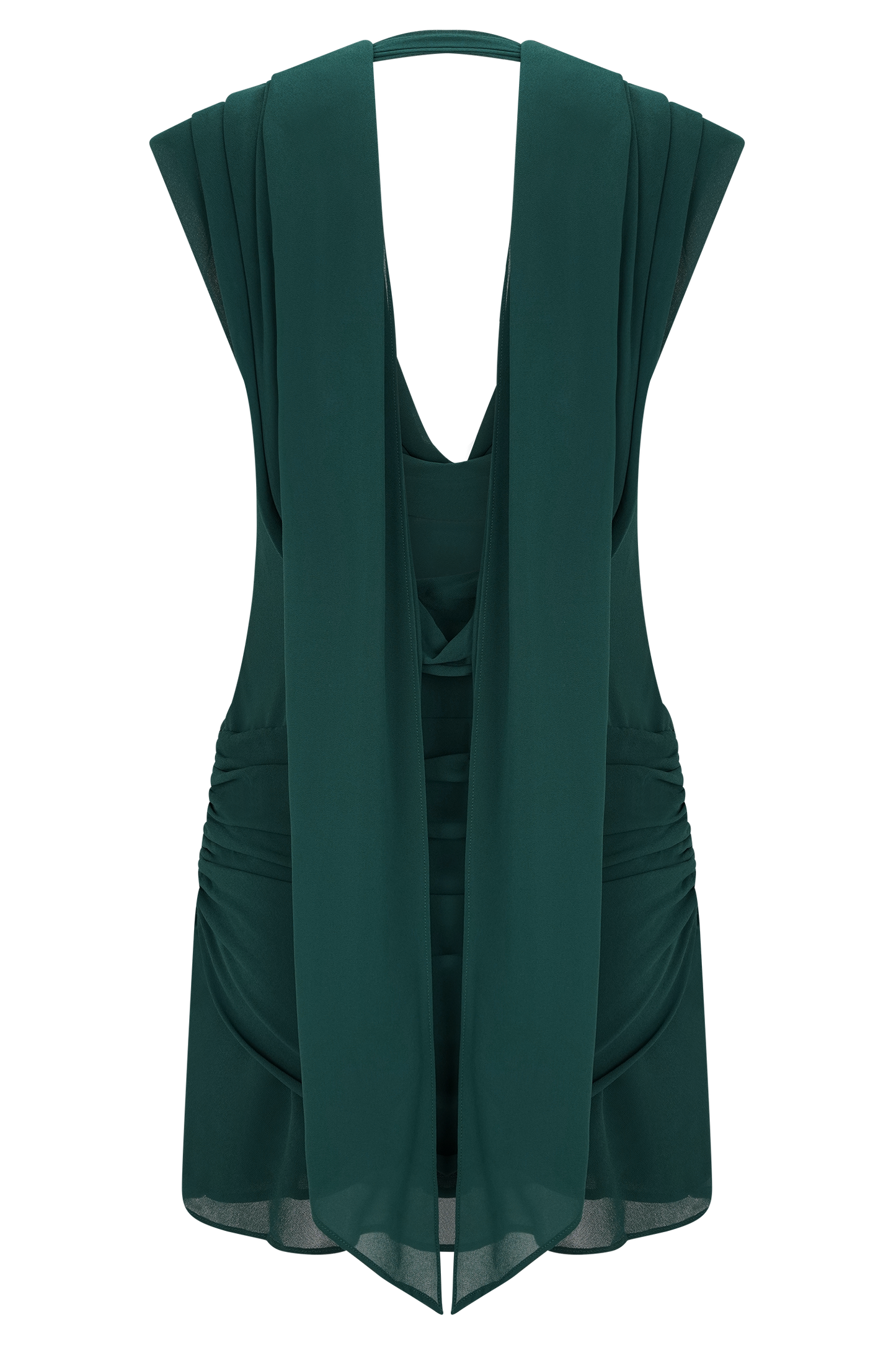 Mini-robe Giulia en mousseline de soie à drapé - Émeraude foncé