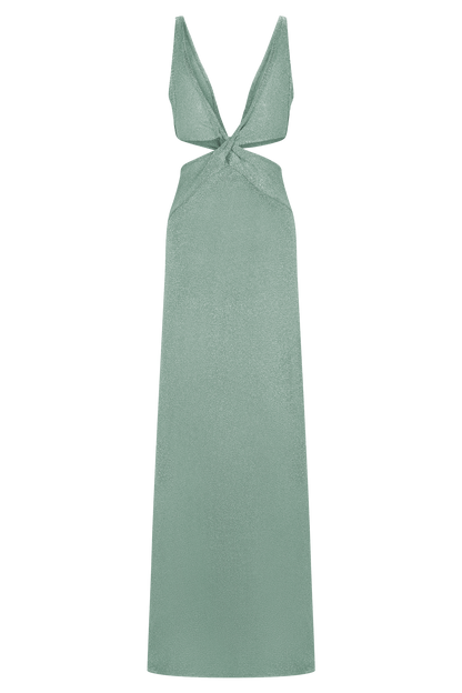 Gracelyn Robe Maxi Tricotée Métallisée - Aqua