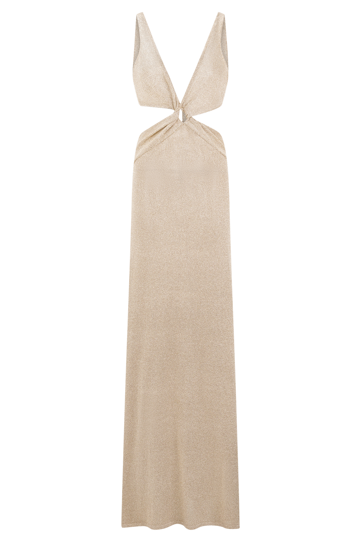 Robe Maxi Tricotée Métallique à Faille Gracelyn - Or