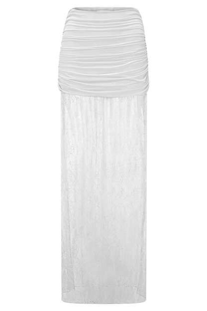 Jupe Maxi Guinevere en Dentelle et Maille - Ivoire