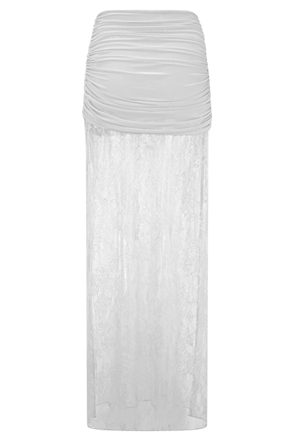 Jupe Maxi Guinevere en Dentelle et Maille - Ivoire