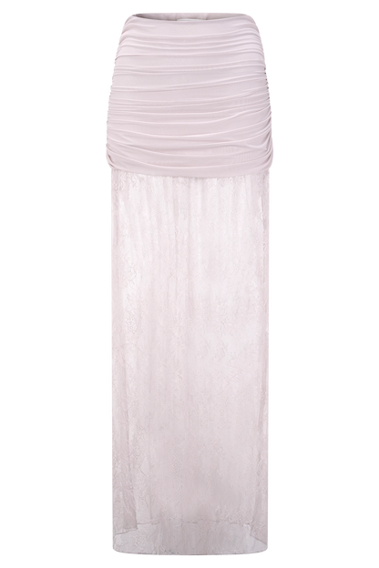 Jupe Maxi Guinevere en Dentelle et Maille - Lila
