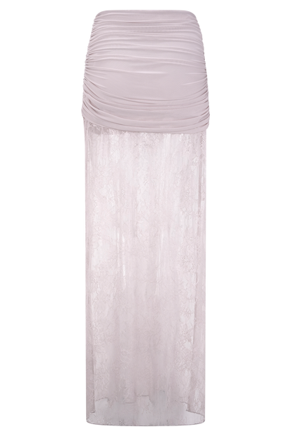 Jupe Maxi Guinevere en Dentelle et Maille - Lila