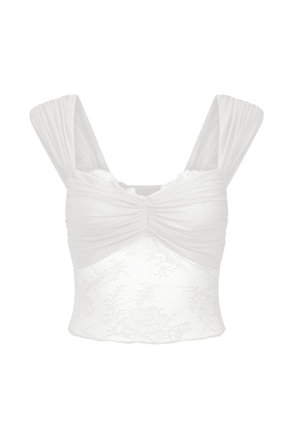 Guinevere Haut en Dentelle et Maille - Ivoire