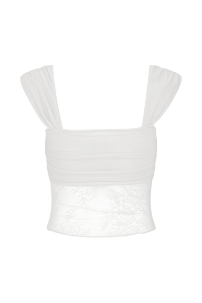 Guinevere Haut en Dentelle et Maille - Ivoire