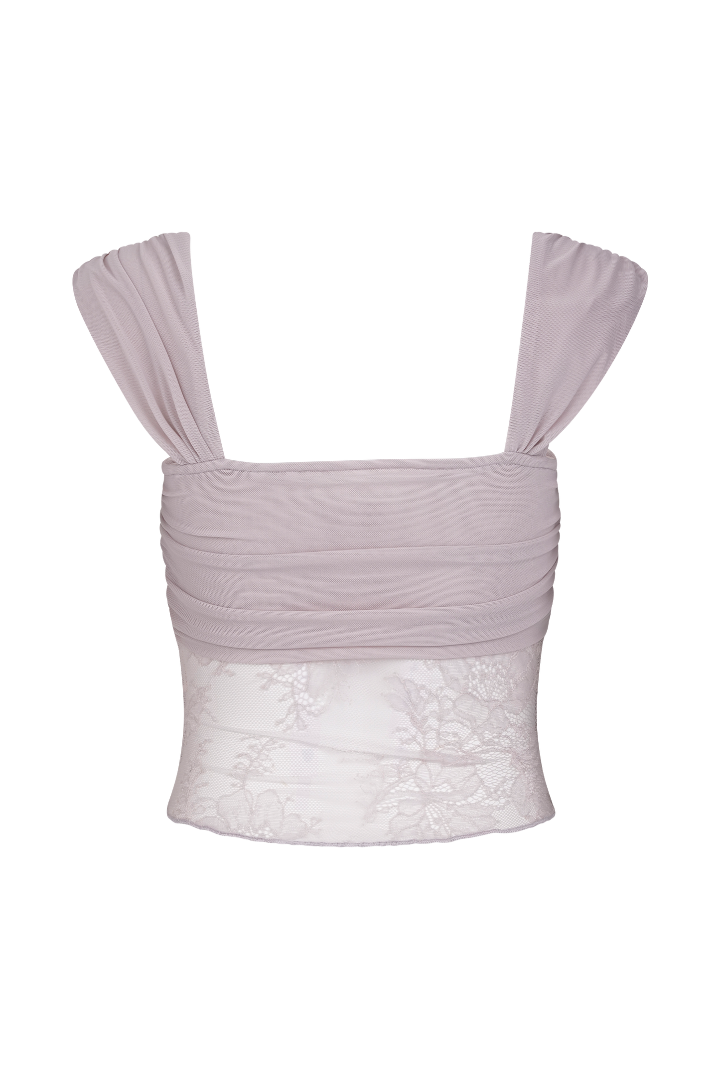 Top en dentelle et en maille Guinevere - Lilas