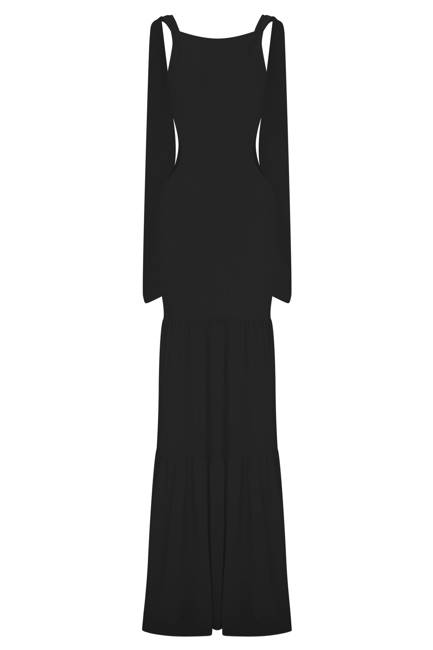 Haille Robe Maxi en Chiffon Tricoté - Noir
