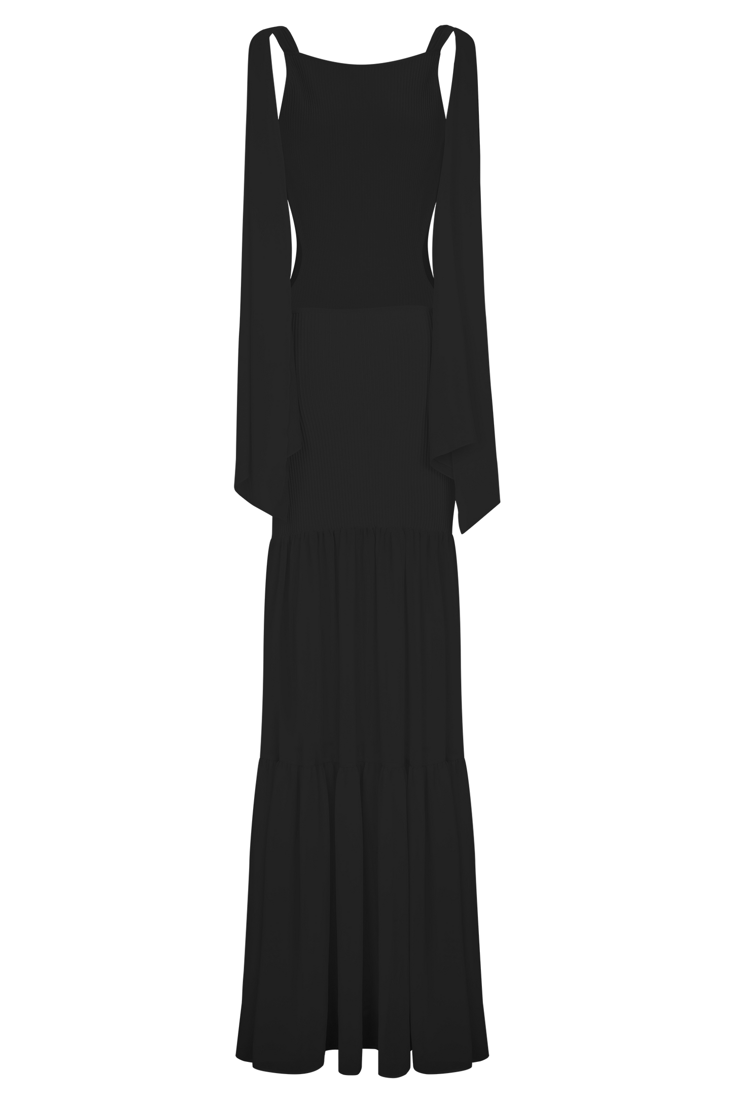 Haille Robe Maxi en Chiffon Tricoté - Noir