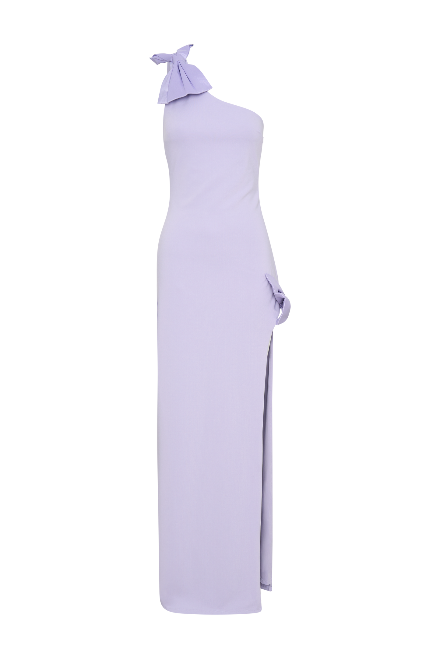 Robe longue à un épaule et nœud - Lila