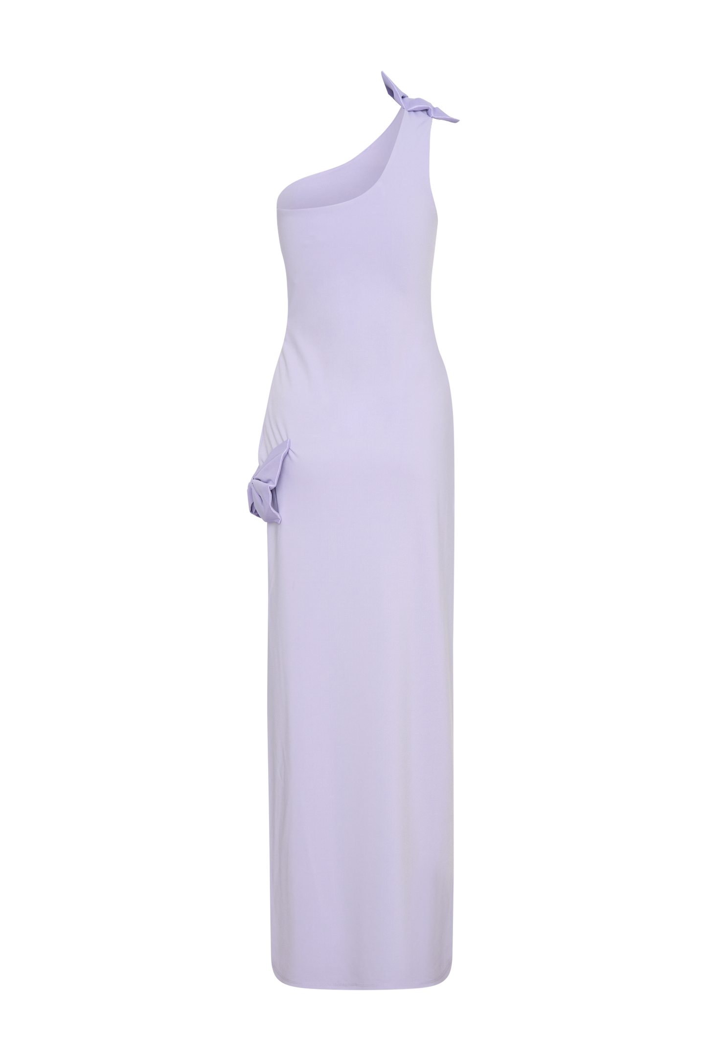 Robe longue à un épaule et nœud - Lila