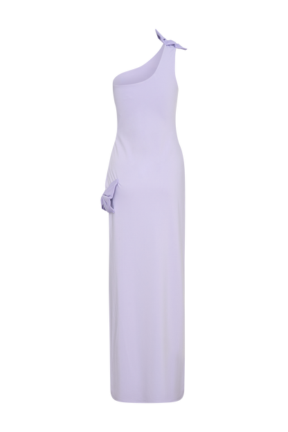 Robe longue à un épaule et nœud - Lila