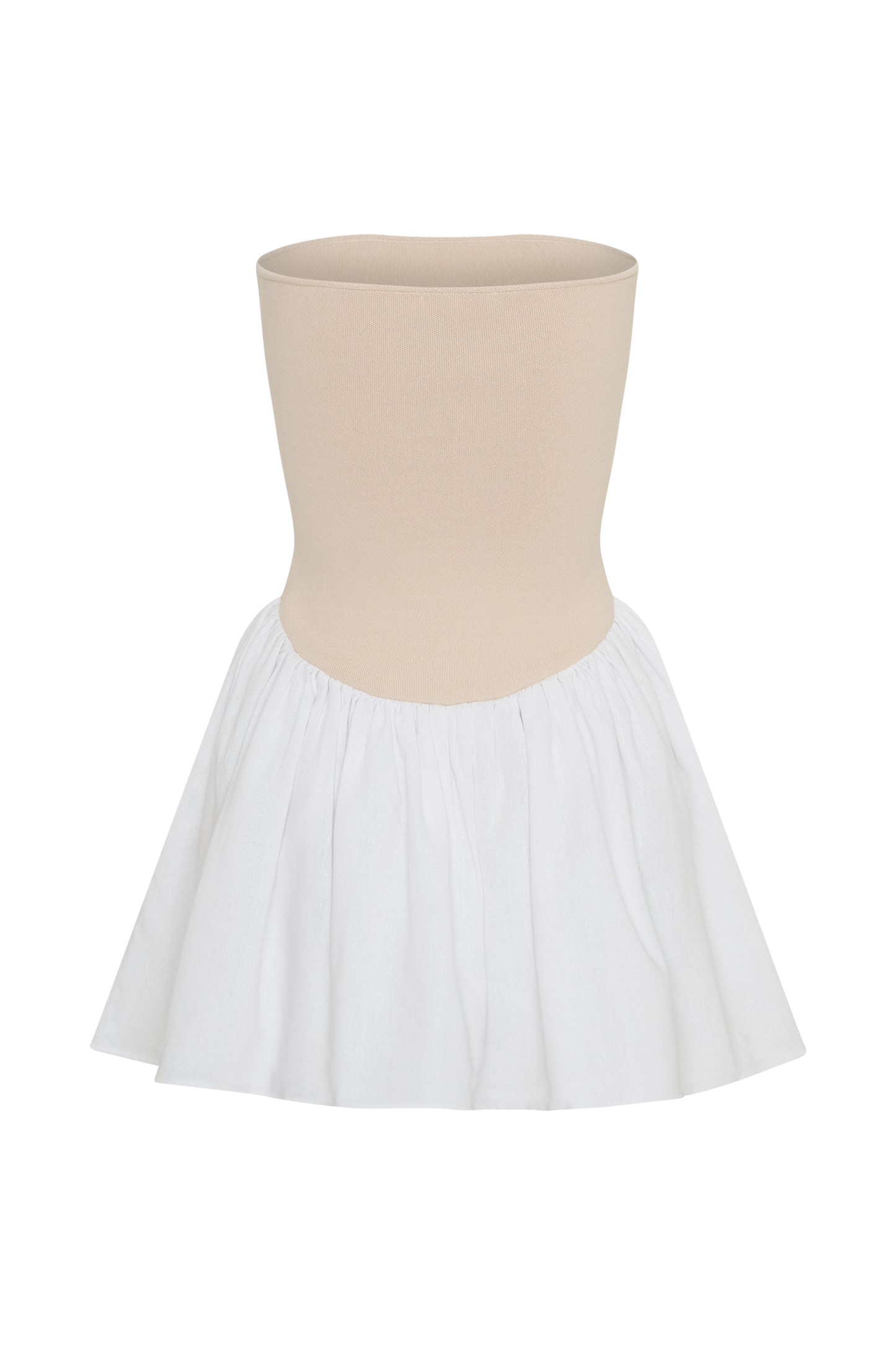 Mini-robe en tricot et lin Hannah - Naturel/Blanc