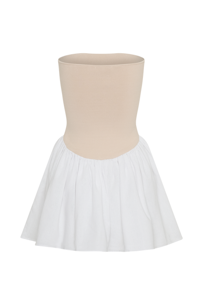 Mini-robe en tricot et lin Hannah - Naturel/Blanc