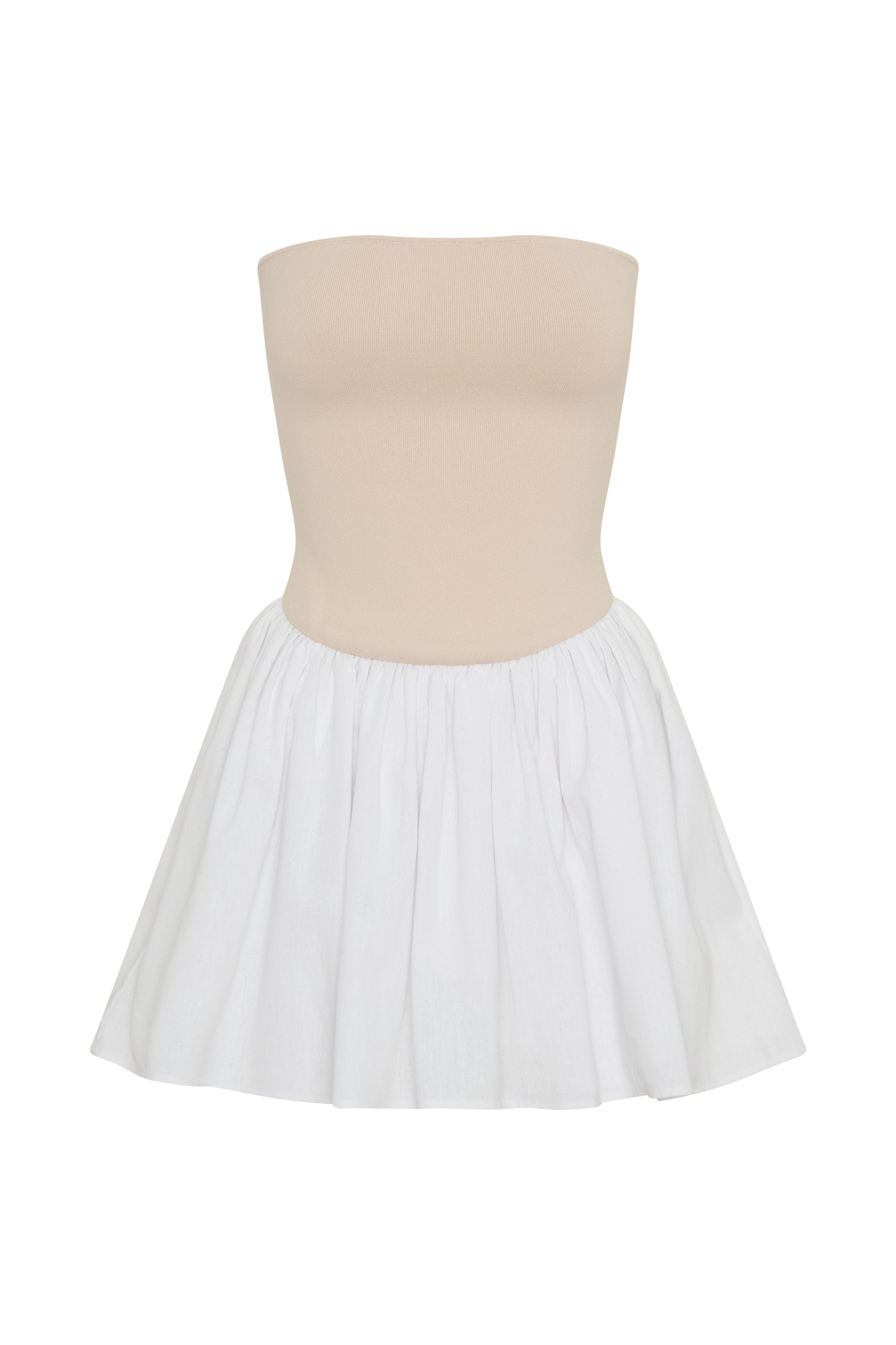 Mini-robe en tricot et lin Hannah - Naturel/Blanc