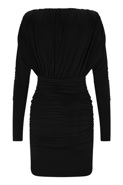 Robe mini Hayden à manches longues et décolleté plongeant - Noir