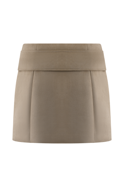Jupe mini en similicuir avec ceinture - Hayes - Sable