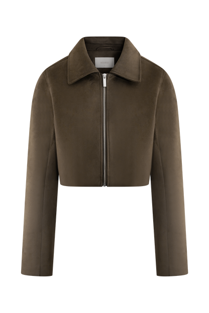 Veste à col en faux daim Hayes - Chocolat
