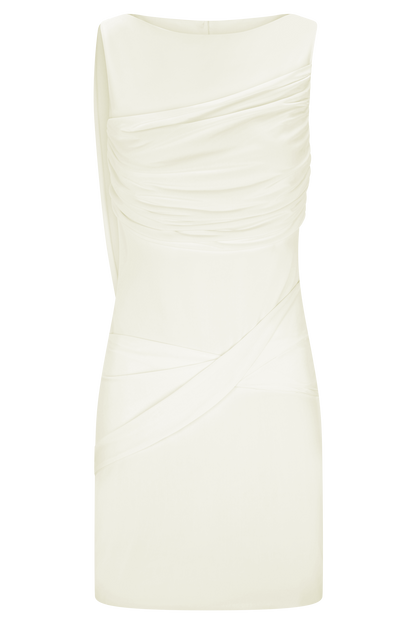Robe mini Henley à drapé fluide - Ivoire