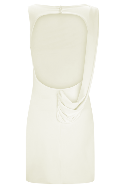 Robe mini Henley à drapé fluide - Ivoire