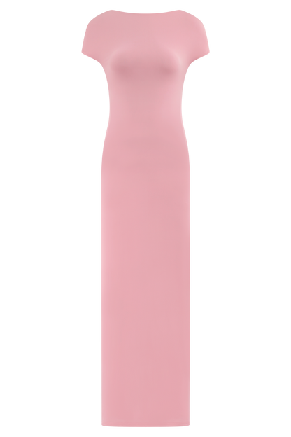 Imogen Robe Maxi Évasée à Manches Décolletées - Rose Bonbon
