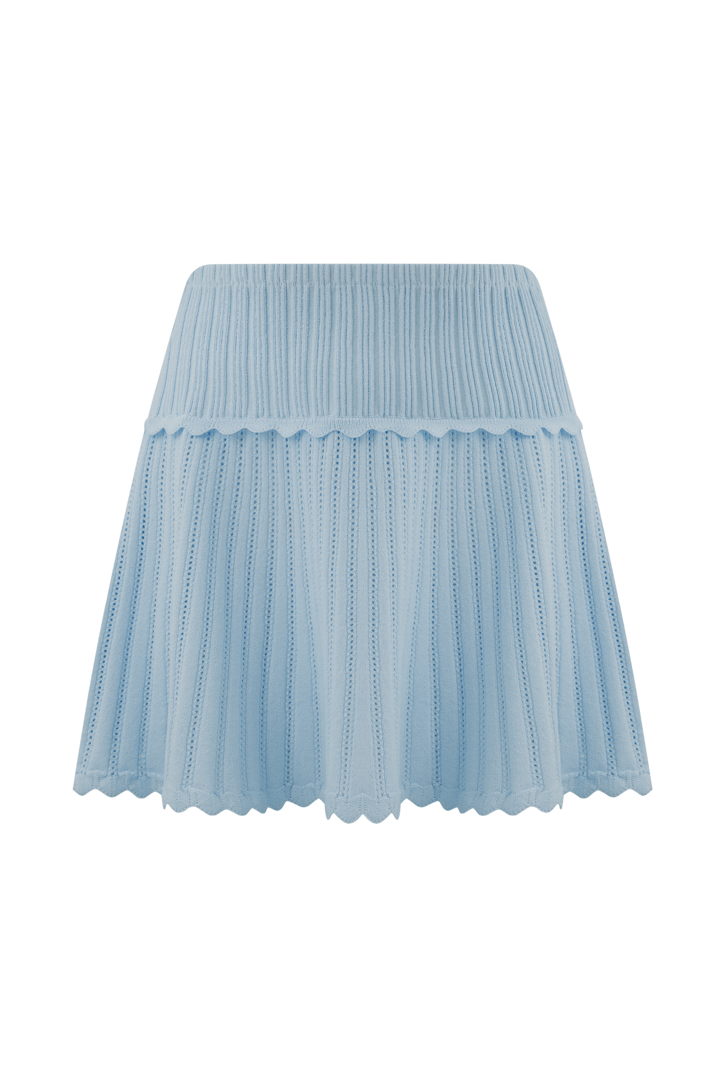 Jupe mini en tricot pointelle Indy - Bleu bleuet
