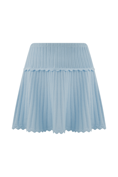 Jupe mini en tricot pointelle Indy - Bleu bleuet
