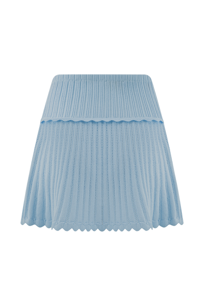 Jupe mini en tricot pointelle Indy - Bleu bleuet