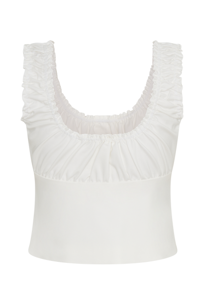 Ines, haut sans manches à volants - Blanc