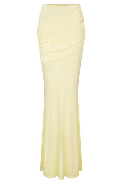 Jupe Maxi en Tricot à Plis Irene - Citron
