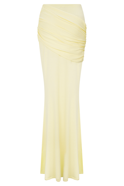 Jupe Maxi en Tricot à Plis Irene - Citron