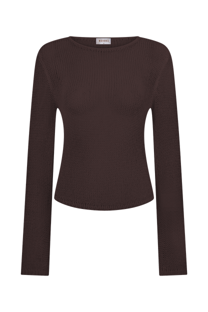 Top en tricot à manches longues Isabella - Chocolat