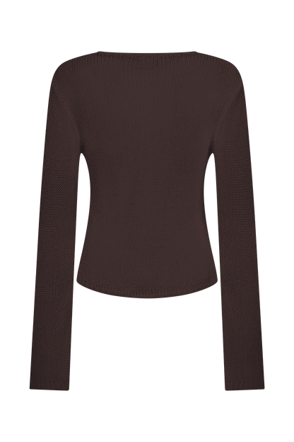 Top en tricot à manches longues Isabella - Chocolat