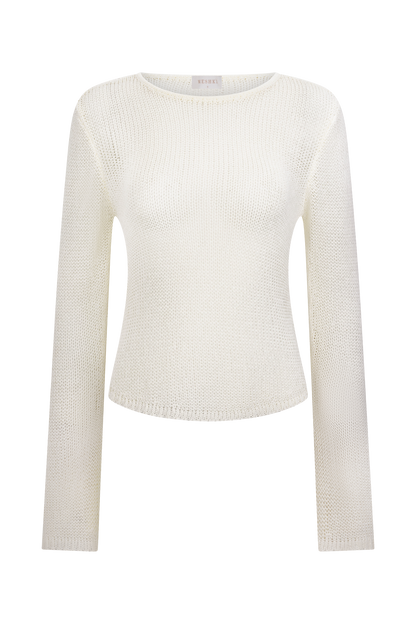Top en tricot à manches longues Isabella - Blanc