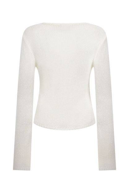 Top en tricot à manches longues Isabella - Blanc