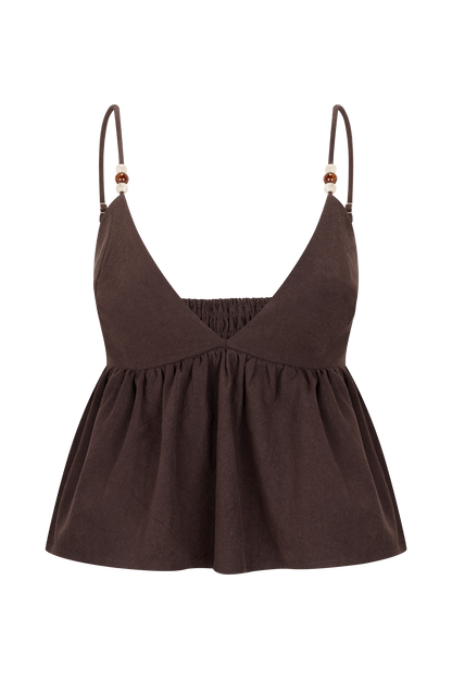 Haut en coton et perles Janayia - Espresso foncé