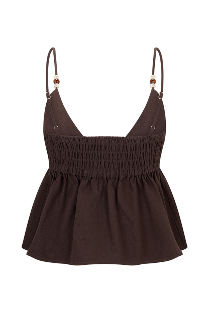 Haut en coton et perles Janayia - Espresso foncé