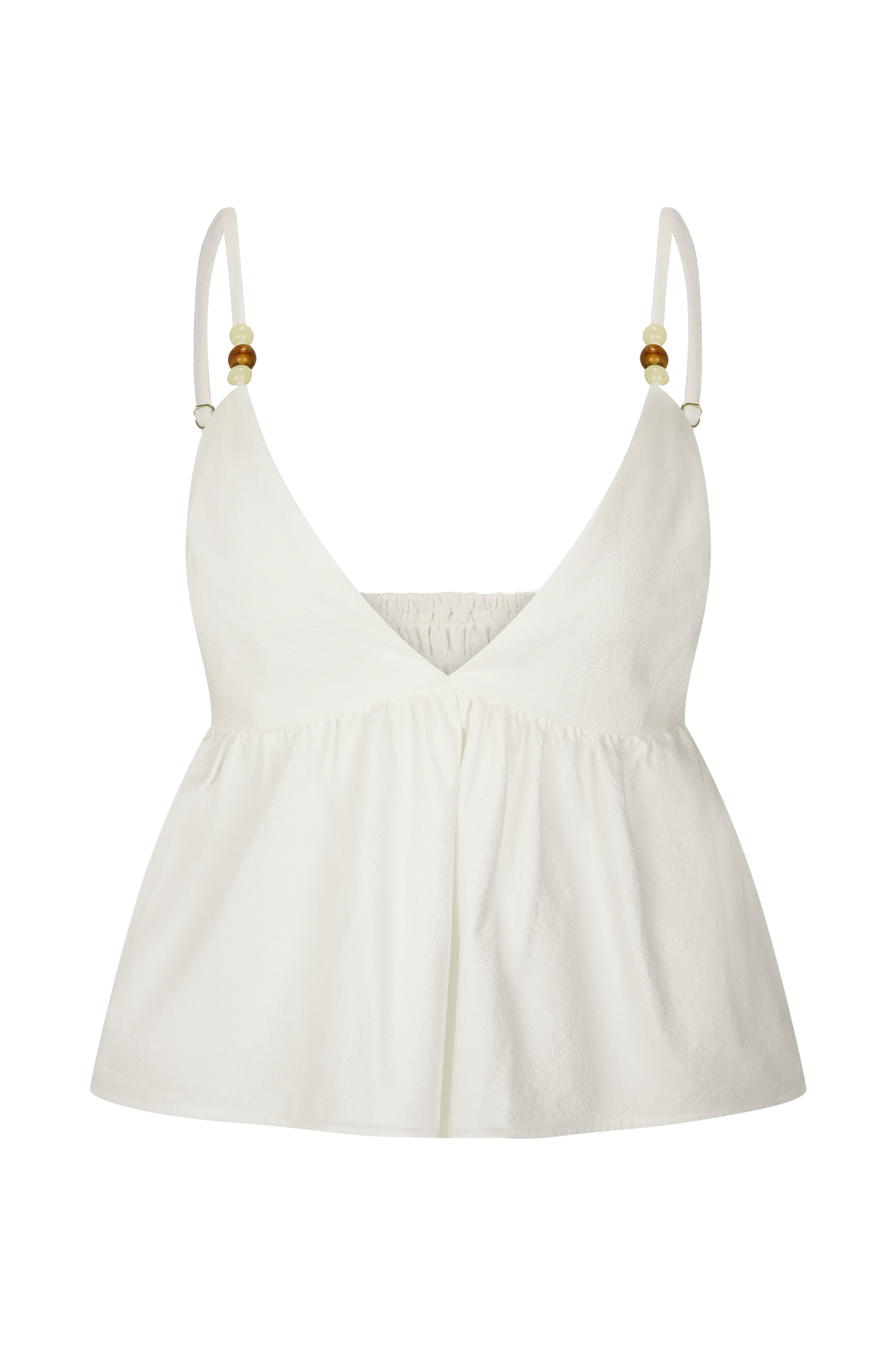 Top en coton Janayia avec perles - Blanc