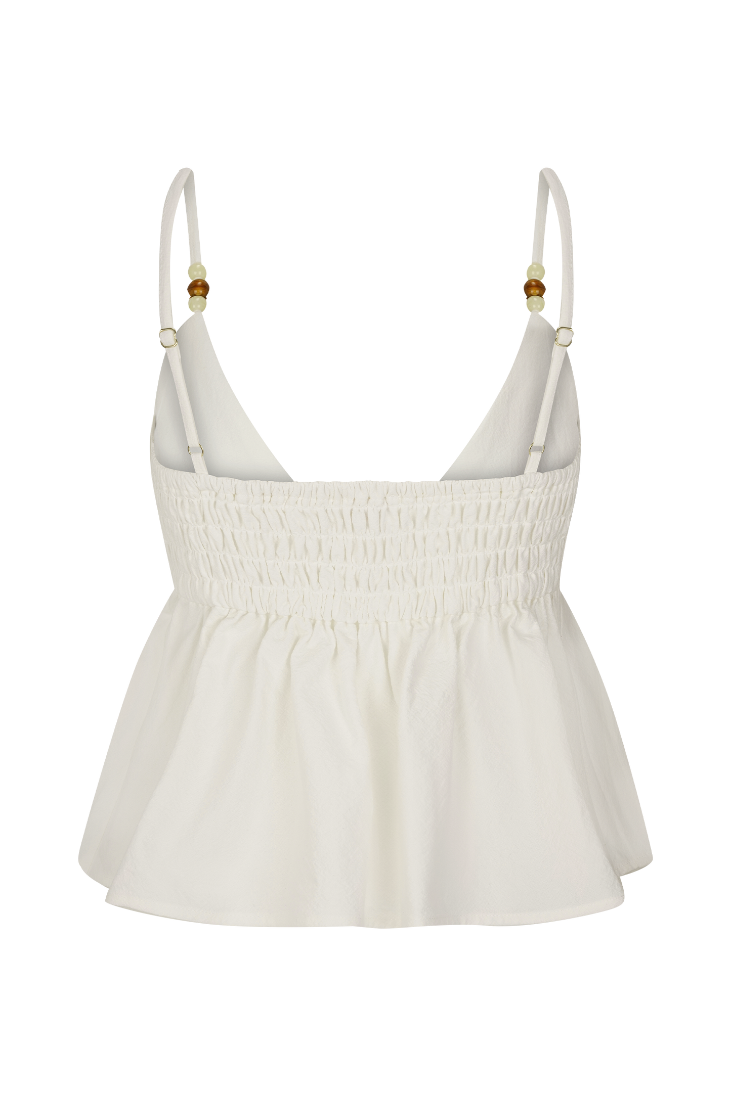 Top en coton Janayia avec perles - Blanc