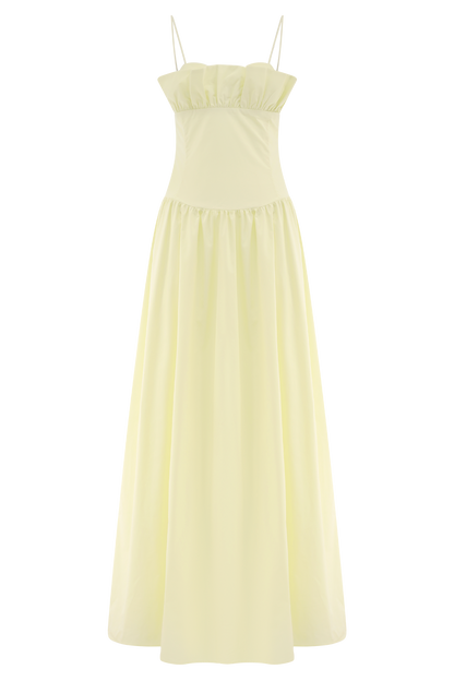 Jupe Maxi Janis en Coton à Volants - Citron