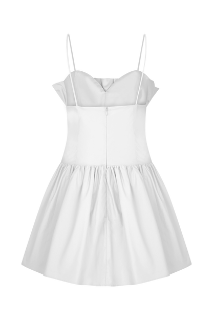 Robe mini en coton à volants Janis - Blanche