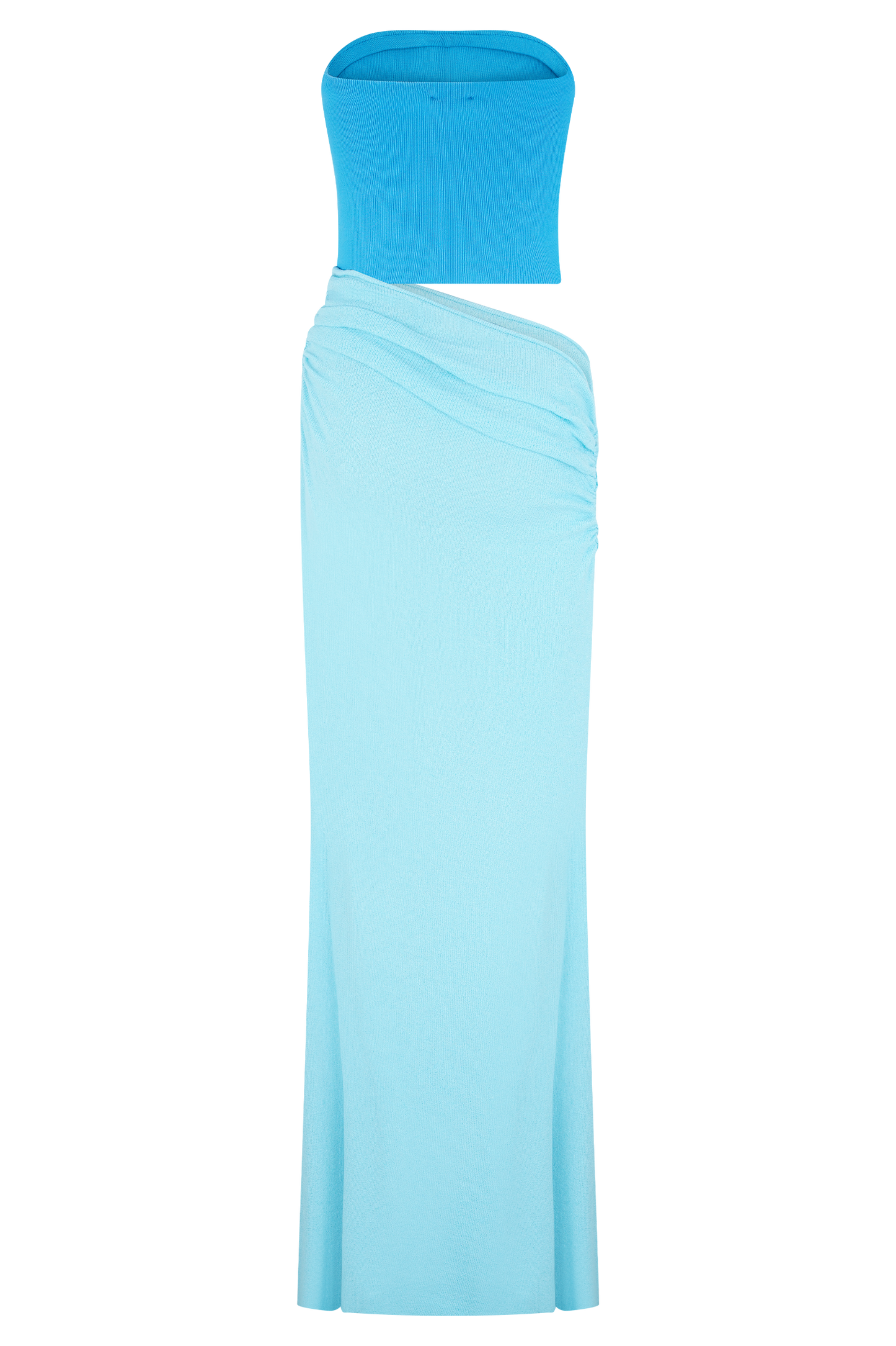 Jolie robe maxi en jersey sans bretelles Jasiel - Bleu cyan