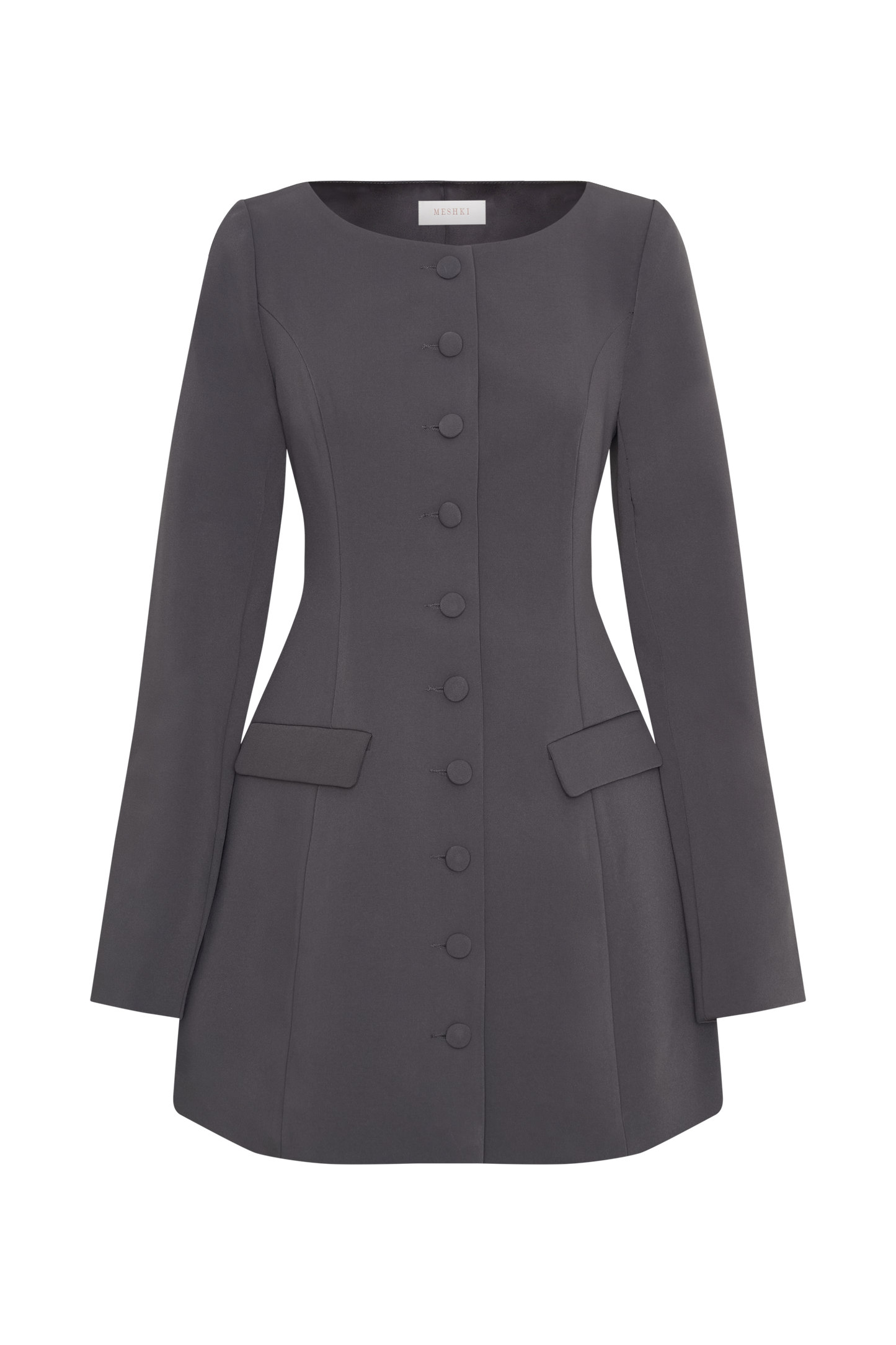 Jolie Mini-Robe Encolure V - Gris Anthracite