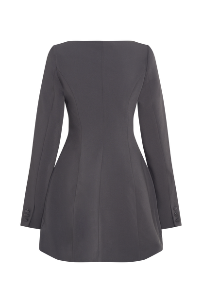 Jolie Mini-Robe Encolure V - Gris Anthracite